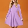 thumbnail image 2 of BAnala Girls Long Sleeve T Shirt Dresses Kids Fall A Line Skater Dresses 3 to 18 Years (Light Purple,4-5 Years), 2 of 7