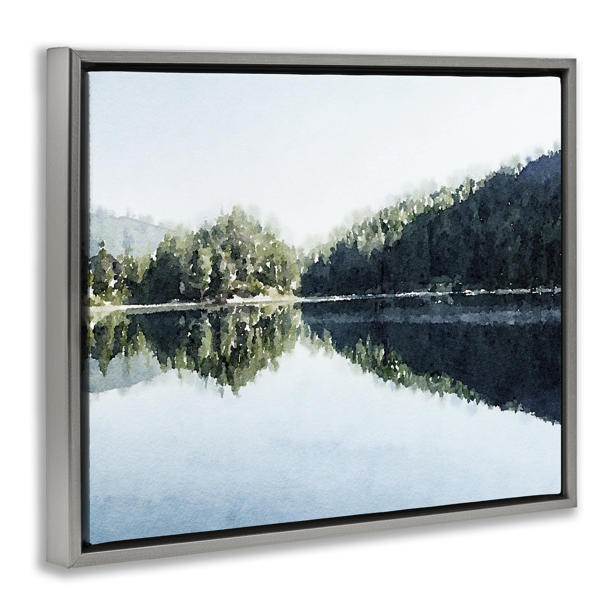 Stupell Industries Blue Lake Reflections Gray Framed Floater Canvas Wall Art, design by Kim Curinga