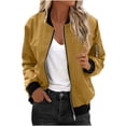 thumbnail image 2 of Zip Up Casual Jacket for Women Oversized Long Sleeve Coat Light Windbreaker With Ribbed Cuffs Pockets Khaki 2XL, 2 of 8