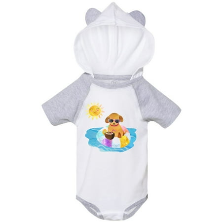 

Inktastic Summer Puppy in Float with Drink Gift Baby Boy or Baby Girl Bodysuit