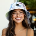 thumbnail image 3 of Dalix Butterfly Tie Dye Bucket Hat Cotton Embroidery Casual Outdoor Style Womens in Tie Dye Green M Medium, 3 of 5