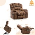 thumbnail image 2 of W WARMHOL Stainless Steel Bronzing Suede Fabric Living Room Convenient Charger Adjustable Tilting Eletric Lift Chair Brown, 2 of 7