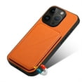 thumbnail image 3 of SaniMore for iPhone 14 Plus Case, PU Leather Skin & Rugged PC Backplane Card Slots [Up to 2] Shockproof Anti-fall Flip Kickstand Slim Lightweight Business Shell for iPhone 14 Plus, Orange, 3 of 6