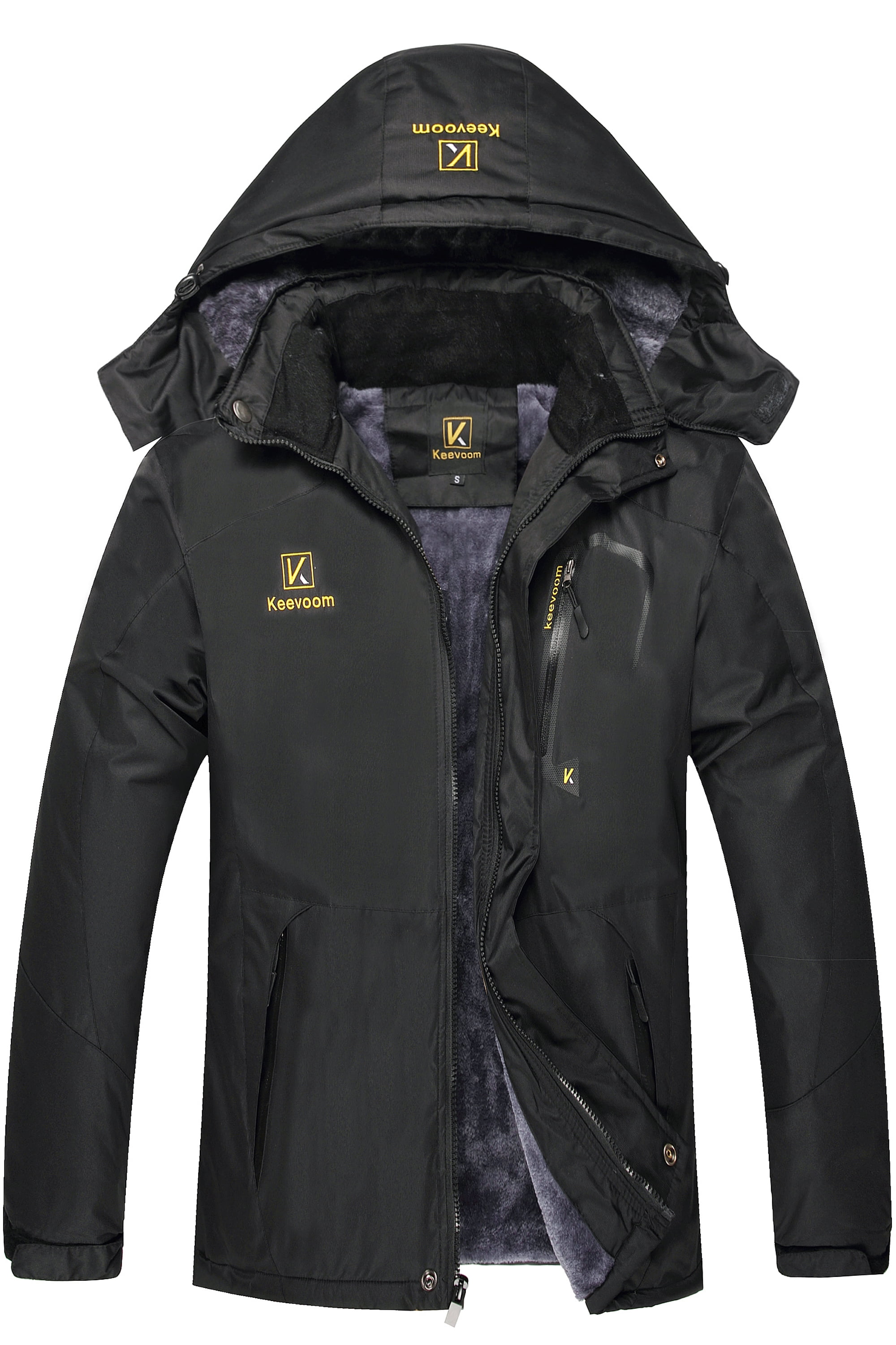 Keevoom Men Winter Coat Windproof Mountain Raincoat Ski Hooded Jackets