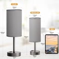 thumbnail image 2 of Grey Nightstand Bedroom Lamp - 3 Way Dimmable Bedside Lamp USB C A Charging Ports and AC Outlet, Small Table Lamp Linen Lampshade for Office Desk, 2 of 8