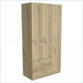 thumbnail image 4 of Chests & Wardrobes, Modern 3-Door Armoire with Drawers, Shelves, Hanging Rod, 22"W x 51"H, Light Oak/Black | Particle Board | Beige, 4 of 7