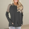 thumbnail image 2 of IROINNID Womens Plus Size Tops Long Sleeve Workout Tops for Women Patchwork Pockets Round Neck Pullover Blouse T-shirt,Dark Gray, 2 of 7