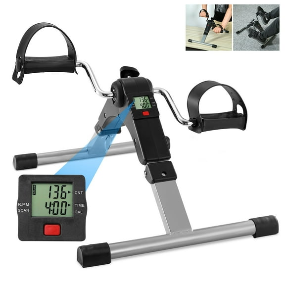 Under Desk Bike Pedal Exerciser, iMounTEK Foldable Mini Exercise Bike for Leg and Arm Workouts, Portable Peddler Machine with Clear LCD Display & Adjustable Resistance