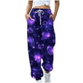 thumbnail image 2 of LEBONYARD Wide Leg High Waist for Women,Womens Pants Clearance Clothes under $5,Women's Casual Trousers Printing Drawstring Pants Waist Long Pants Sweatpants with Pocket Multicolor S, 2 of 7
