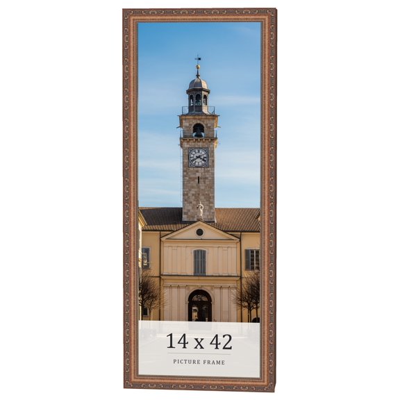 14x42 Frame Gold Solid Wood Picture Frame Width 1.25 Inches | Interior Frame Depth 0.375 Inches |