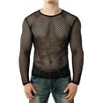thumbnail image 3 of Men's Mesh Hollow-out Tee Shirts Long Sleeve Breathable See Through Tops Pullover, 3 of 10
