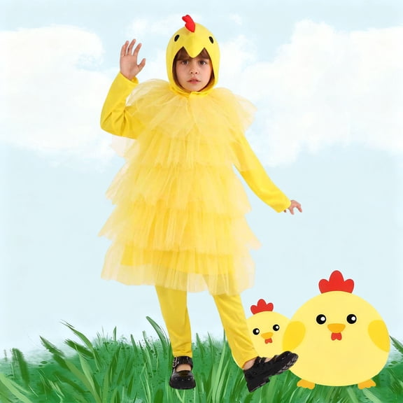 SONGGE Child Toddler Sleeveless Cartoon Chicken Shaped Holiday Party Performance Outfit Sets Cartoon Cute Clothes Sets
