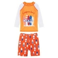 thumbnail image 3 of TiaoBug Boys 2 Pieces Shark Swimsuit Long Sleeve Rashguard Shirt with Boardshorts Tankini Set Orange 9-10, 3 of 7
