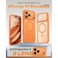 thumbnail image 2 of Funda para iPhone 17 Pro Max Naranja, Compatible con MagSafe, Protección contra Caídas, Carcasa Magnética Translúcida Mate con Protección de Cámara 6.9", 2 of 6