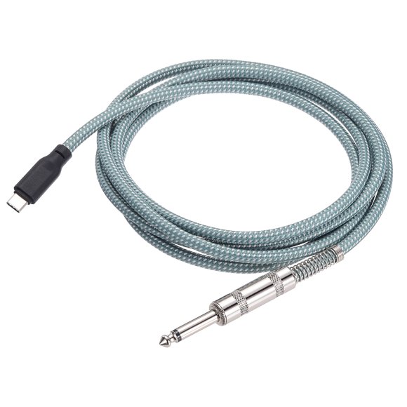 Unique Bargains Câble d'Interconnexion Stéréo USB C vers 6.35mm 1/4 Pouce Vert pour Téléphone Intelligent Ordinateur Portable 6.6 Pieds