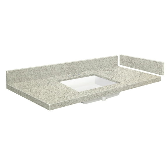 Transolid VT40x22-1KU-4S-A-W-8 40 in. D Quartz Vanity Top with 8 in. Widespread and Rectangular Undermount Sink, Portage Pass