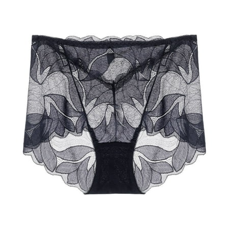 Fesfesfes Hipster Panties For Women Ladies Silk Lace Underwear Mid-raist Hollow Buttocks Comfortable Briefs Embroidered Cotton Crotch Womens Underwear