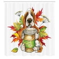 thumbnail image 2 of Ambesonne Basset Hound Shower Curtain, Dog Coffee Autumn Leaf, 69"Wx84"L, Multicolor, 2 of 4