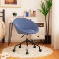 thumbnail image 2 of Silla semicircular moderna Costway de tela acolchada sin brazos con Ruedas Altura ajustable azul, 2 of 6