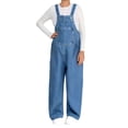 thumbnail image 2 of Mercatoo Teen Girls Denim Bib Overalls Straight Wide Leg Sleeveless Jean Jumpsuit with Front Pockets Kids Solid Adjustable Strap Pants, 2 of 4