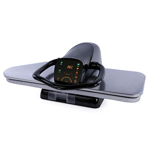 Plancha de vapor grande de 42" con pantalla táctil LED, 1800 W, 5 ajustes de tela, conversión de idioma e indicaciones de voz, con pulverizador y almohadilla de presión para uso doméstico y comercial