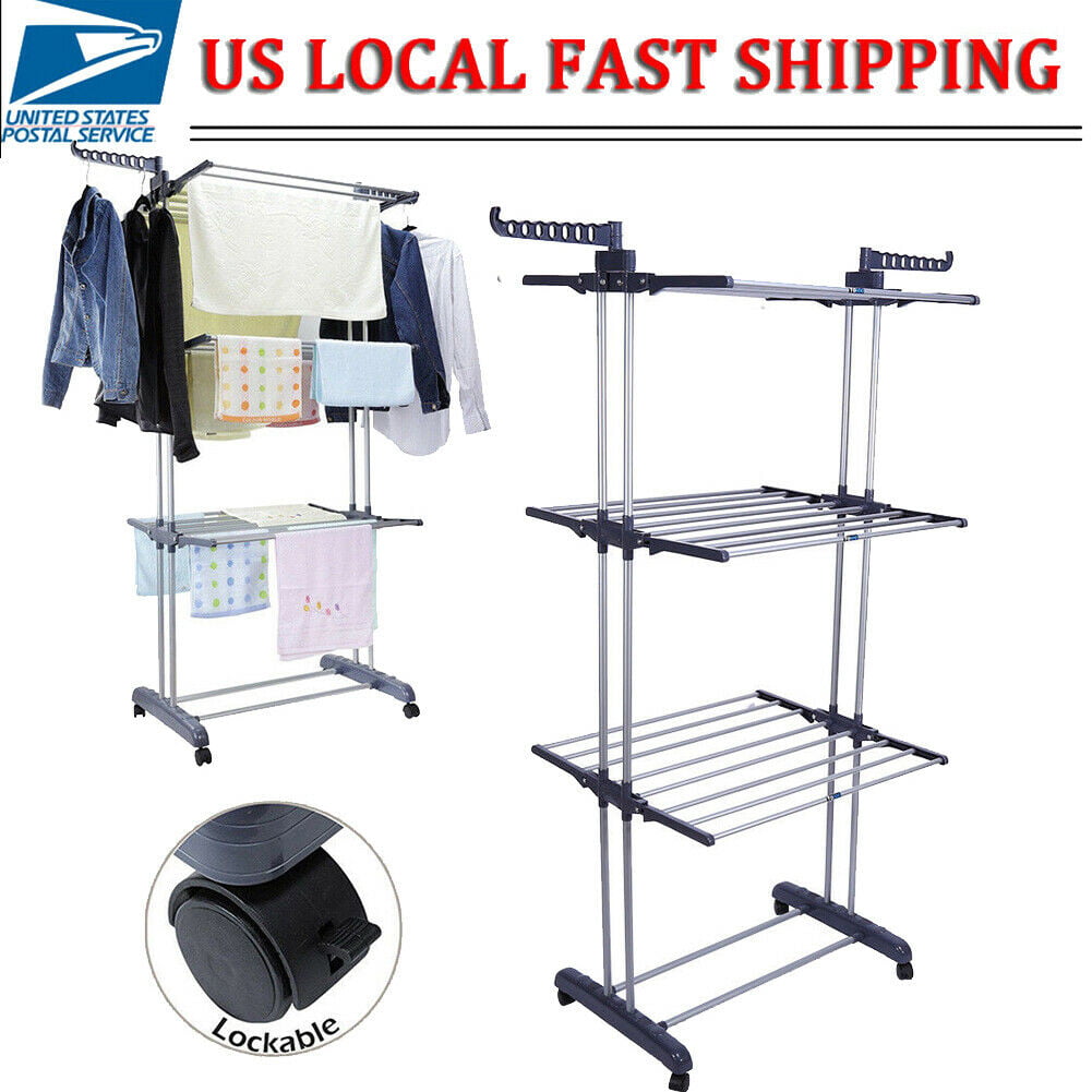 Folding Laundry Indoor Clothes Line Drying Rack Organizer Dryer Hanger Stand New 