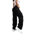 thumbnail image 3 of Nestiefly Baggy Cargo Pants Women Elastic Waist Hiking Athletic Straight Leg high Waisted Work Trousers with Multi-Pockets Black S, 3 of 4