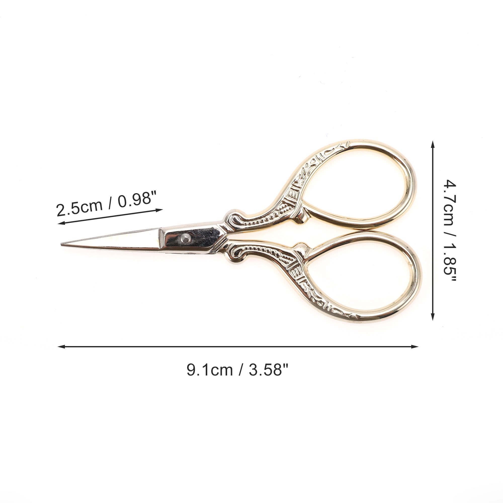 Unique Bargains 1 Pc Embossed Scissors Eyebrow Trimmer Bathroom Gold Tone