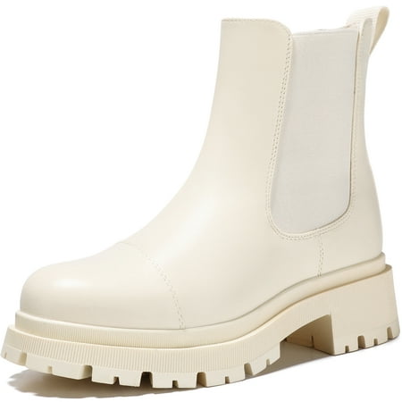 

CHNGXWE Women‘s Chelsea Boots with Chunky Lug Sole and Slip-on Design for Trendy Ankle Booties