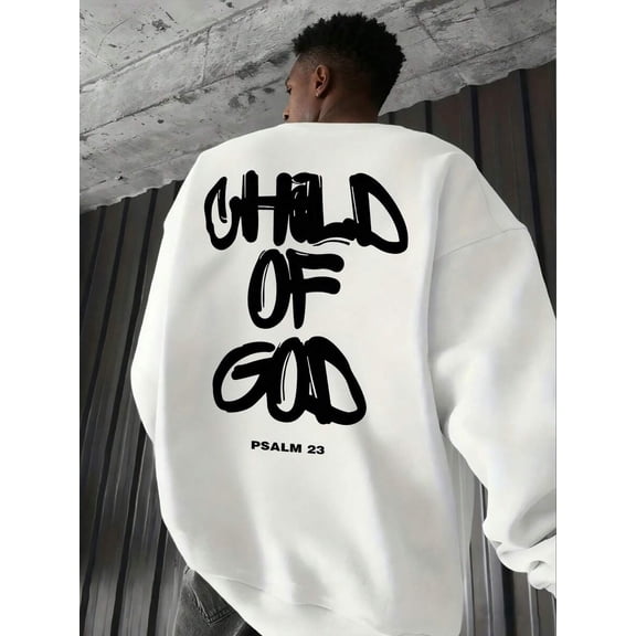Men's Casual Graphic Print Crew Neck Long Sleeve Pullover Sweatshirt