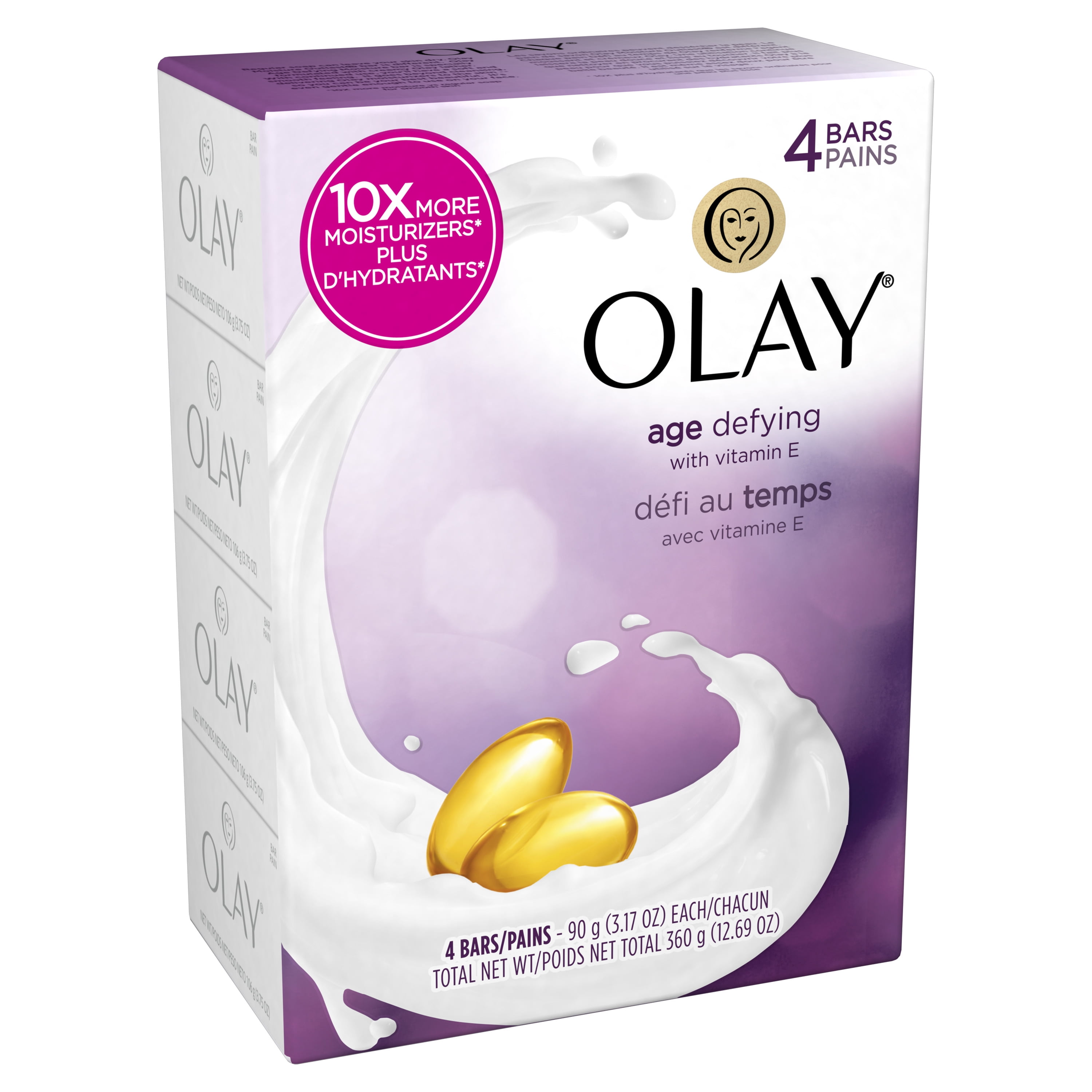 Olay Moisture Outlast Age Defying Beauty Bar 3 17 Oz 4 Count Walmart Com Walmart Com