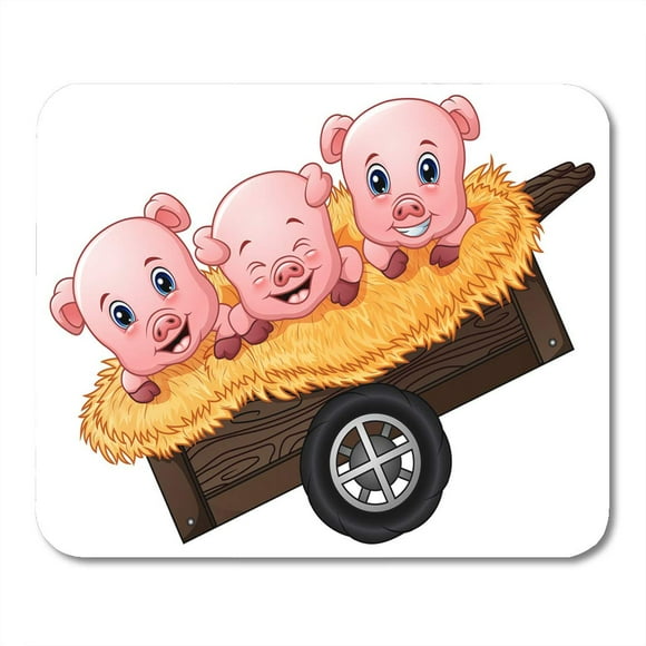POGLIP Agriculture Pink Adorable of Three Little Pig Cartoon Cart Mousepad Mouse Pad Mouse Mat 9x10 inch