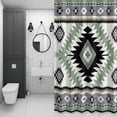 thumbnail image 4 of Vintage Aztec Shower Curtain for Bathroom Decor, Ethnic Tribal Style Green Grey Mottled Geometric Waterproof Fabric Shower Curtain, 54"x78" Set with 12 Hooks, 4 of 9