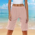 thumbnail image 5 of RYRJJ Bermuda Shorts for Women Knee Length Elastic Waist Drawstring Loose Wide Leg Shorts Summer Casual Beach Short Pants with Pockets(Pink,XXL), 5 of 9