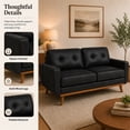 thumbnail image 3 of SESSLIFE 65" Loveseat Sofa, Mid Century Modern 2 Seater Loveseat Couch with Foil Fabric, Small Couch with Solid Wood Legs for Living Room, Bedroom, Apartment, Black, 3 of 8