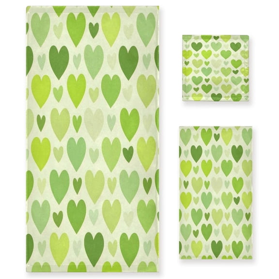 Three-Piece Towel Set Face Towel Towel Set Hand Towel Bath Towel Cotton Bath Towels Bath Towel Sets Hand Bath Towels Green Love