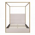 thumbnail image 2 of Gold Canopy Bed by Restonic - Luxurious Velvet Headboard & Sleek Iron Frame, 2 of 10