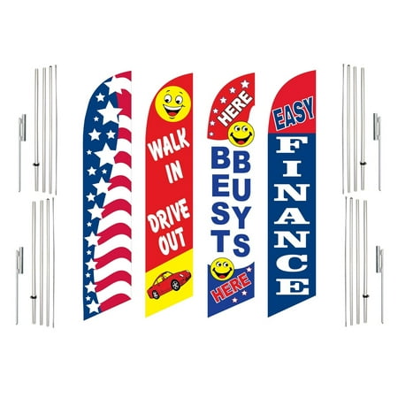 4 Swooper Flags With 4 Pole Kits Patriotic Walk In Drive Out Best Buys Here Easy Finance
