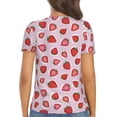 thumbnail image 3 of Fuzoiu Hand Drawn Strawberry Print Women's V-Neck T-Shirt,Women's Short Sleeve Top, Comfortable for Work, Leisure, and Sports, 3 of 7
