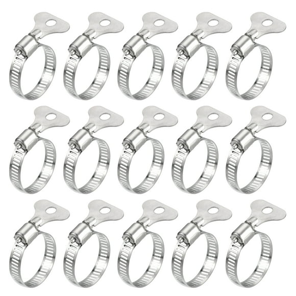 Unique Bargains Worm Gear Hose Clamp, 15pcs 3/4'-1 1/4' Key Type Adjustable Stainless Steel Hose Clamps for Securing Hose