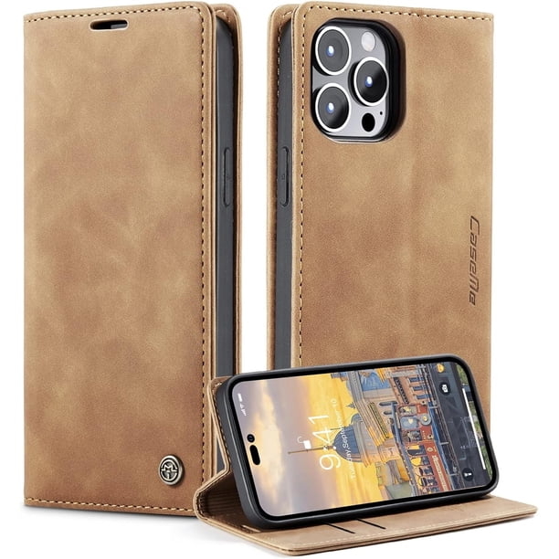 Funda tipo cartera compatible con iPhone 14 Pro Max, funda plegable tipo libro de piel sintética con tarjetero, cierre magnético y función atril para iPhone 14 Pro Max
