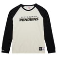 thumbnail image 2 of Men's Mitchell & Ness Cream Pittsburgh Penguins Legendary Slub Vintage Raglan Long Sleeve T-Shirt, 2 of 4
