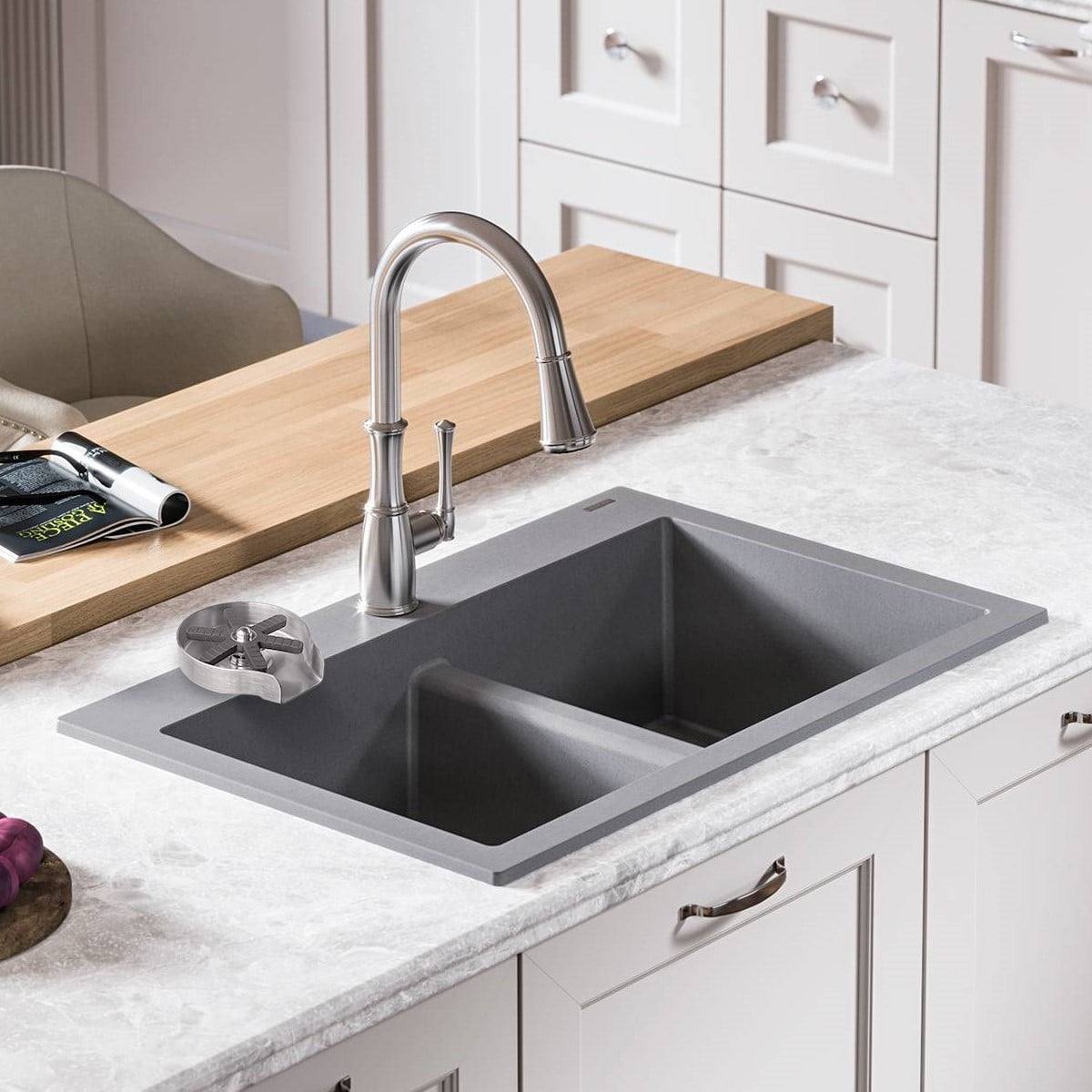 Metal Faucet Glass Rinser - Hot/Cold Switching 360° Rotating Cup Washer For Kitchen Sink