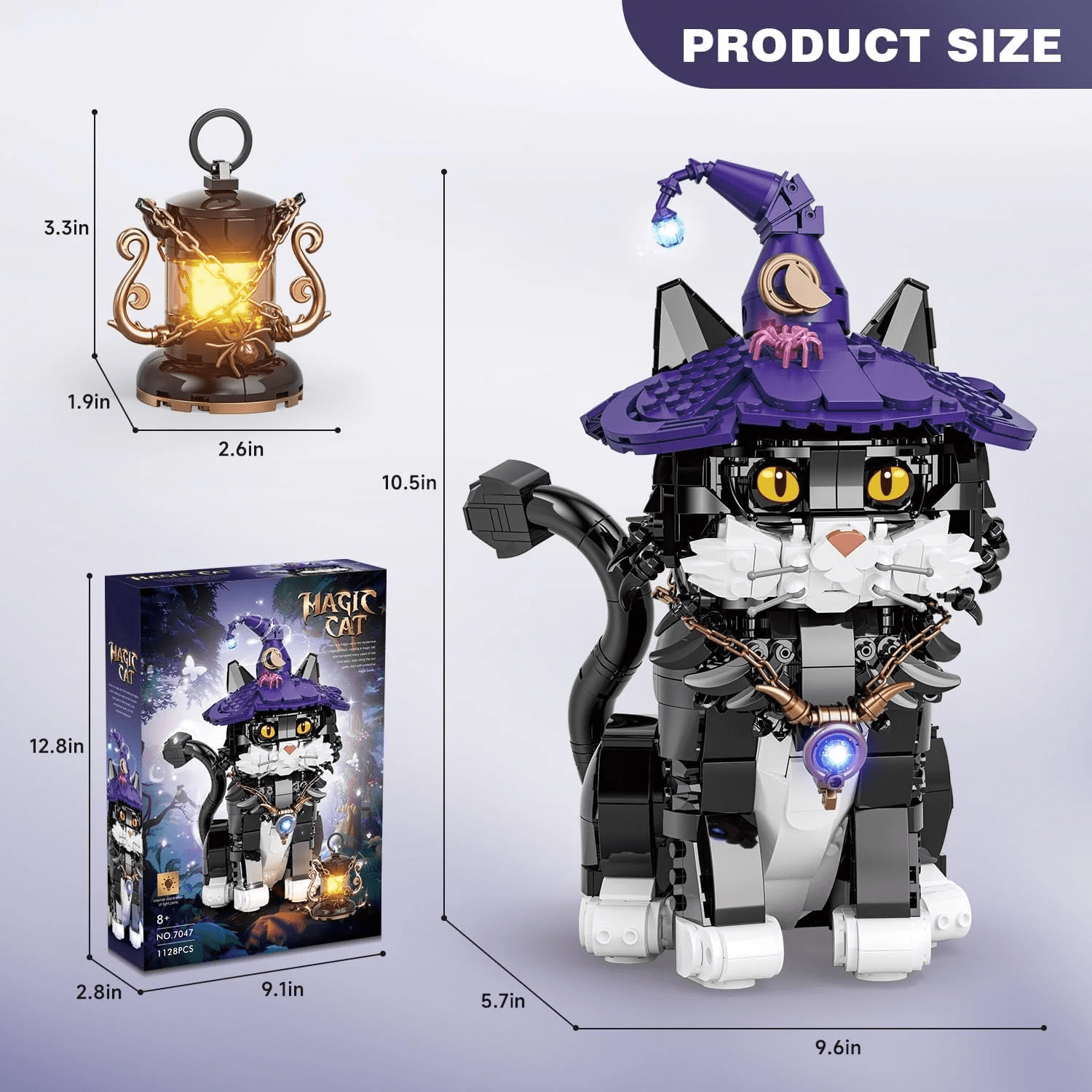 Remocguys Harry Magic Cat Building Sets Compatible with Lego Tuxedo Animal Potter with Lantern for Adults 1128PCS