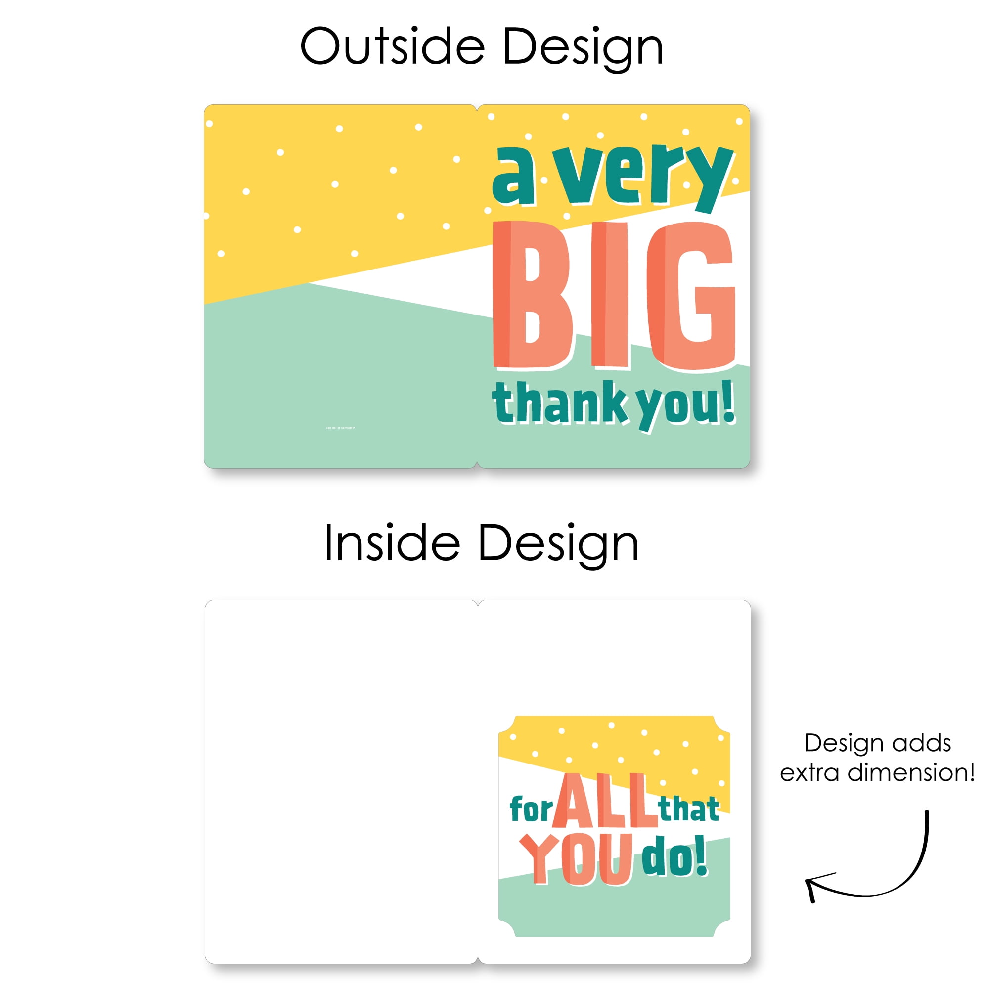 Big Dot of Happiness A Very Big Thank You - Gratitude Giant Greeting Card - Big Shaped Jumborific Card - 16.5 x 22 inches