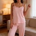 thumbnail image 4 of VONCOS Womens Soft Modal 2 Piece Pajama Set with Lace Trim Breathable Lightweight Lounge Sleepwear Casual Nightwear Pink,Size L, 4 of 9