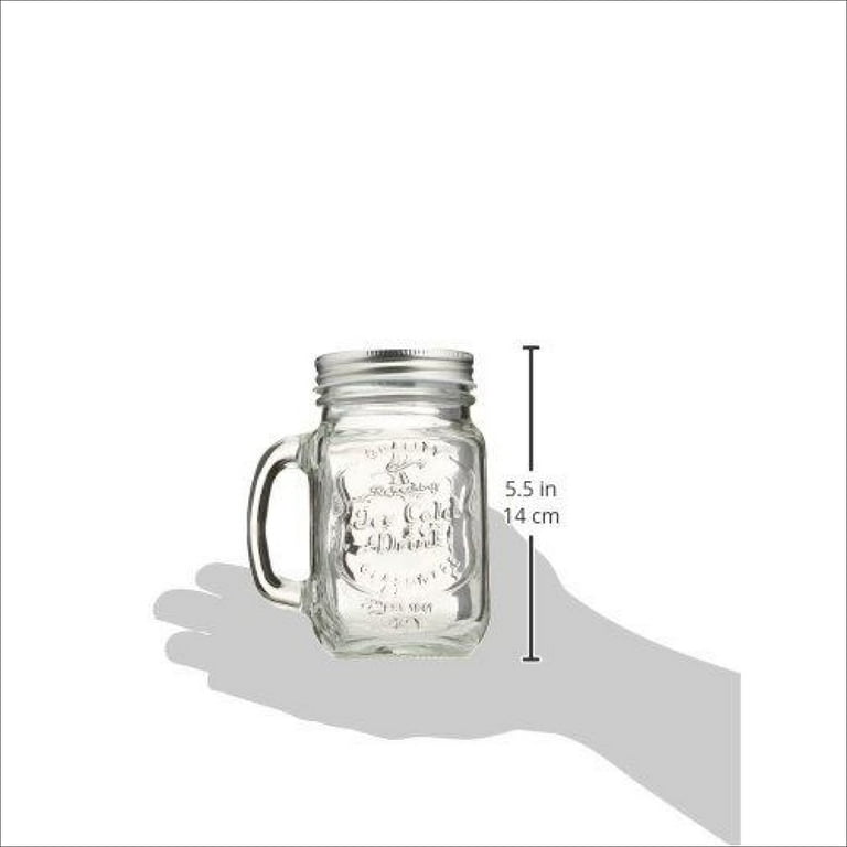Estilo Mason Jar Mugs with Handles, Set of 6, 16 oz Glass