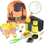 ESSENSON Outdoor Explorer Kit - Bug Catcher Kit with Binoculars, Compass, Magnifying Glass, Butterfly Net and Backpack Toy for Boys Girls