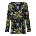 thumbnail image 4 of Craaazy Women's Long Sleeve Shirts Colorful Christmas Printed Round Neck Xmas Tops Gifts, 4 of 5