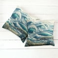 thumbnail image 5 of Ambesonne Nautical Throw Pillow Cover Pack of 2, Swirling Huge Waves Boat, 2 Pcs-26"x26", Reseda Green Teal and Blue, 5 of 5